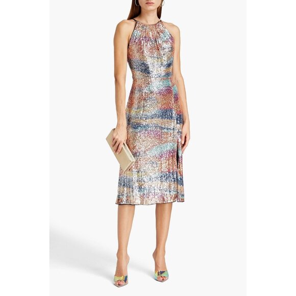 Aidan Mattox Rainbow Sequin Halter Dress - Picture 5 of 5